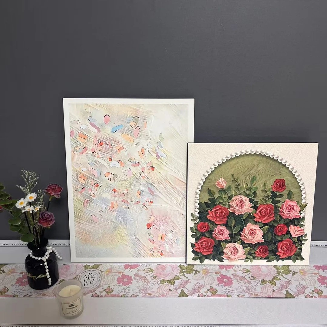 奶油风卧室装饰画郁金香摆画挂画小清新入户玄关摆件装饰画