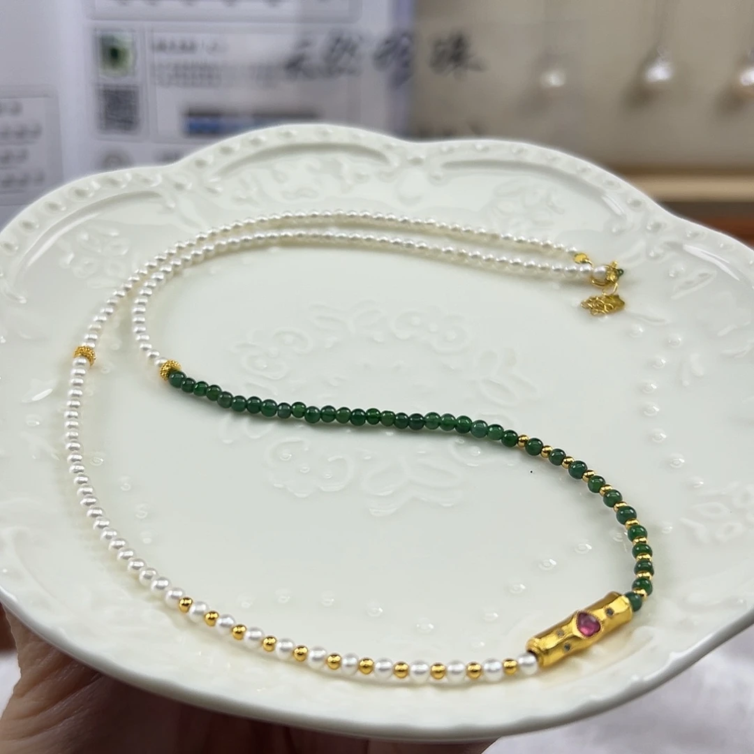 淡水珍珠手绳银S925镶嵌3mm