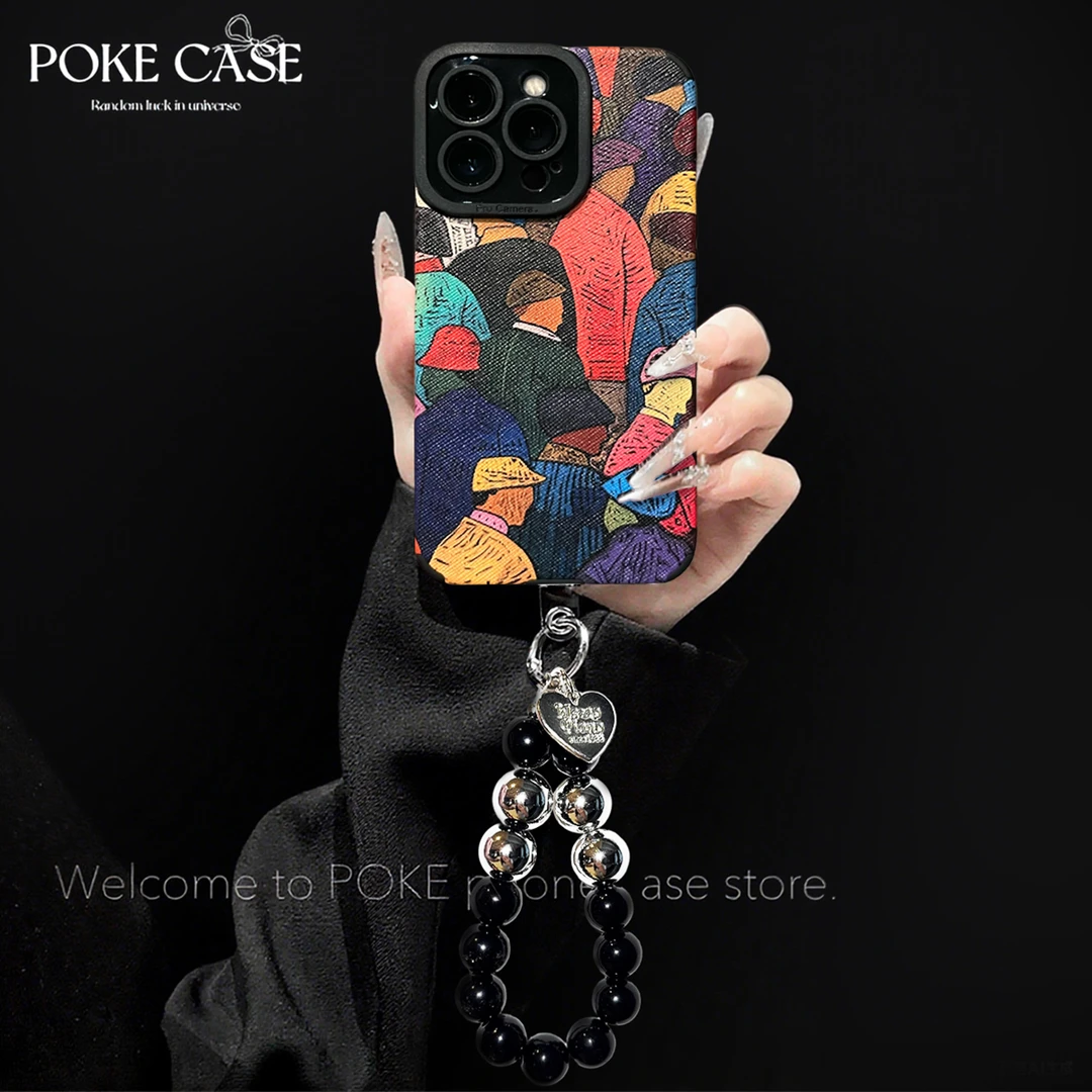 轻奢瞳眼十字纹人群适用于苹果16华为vivo小米oppo手链手机壳