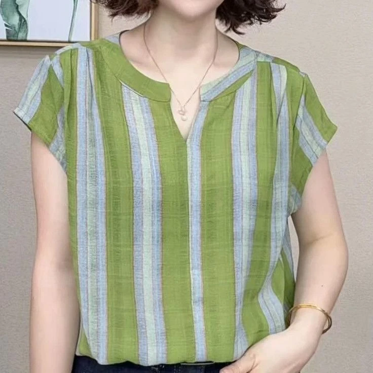 2025夏季新款时尚洋气优雅气质中年妈妈减龄上衣T恤小衫宽松女装
