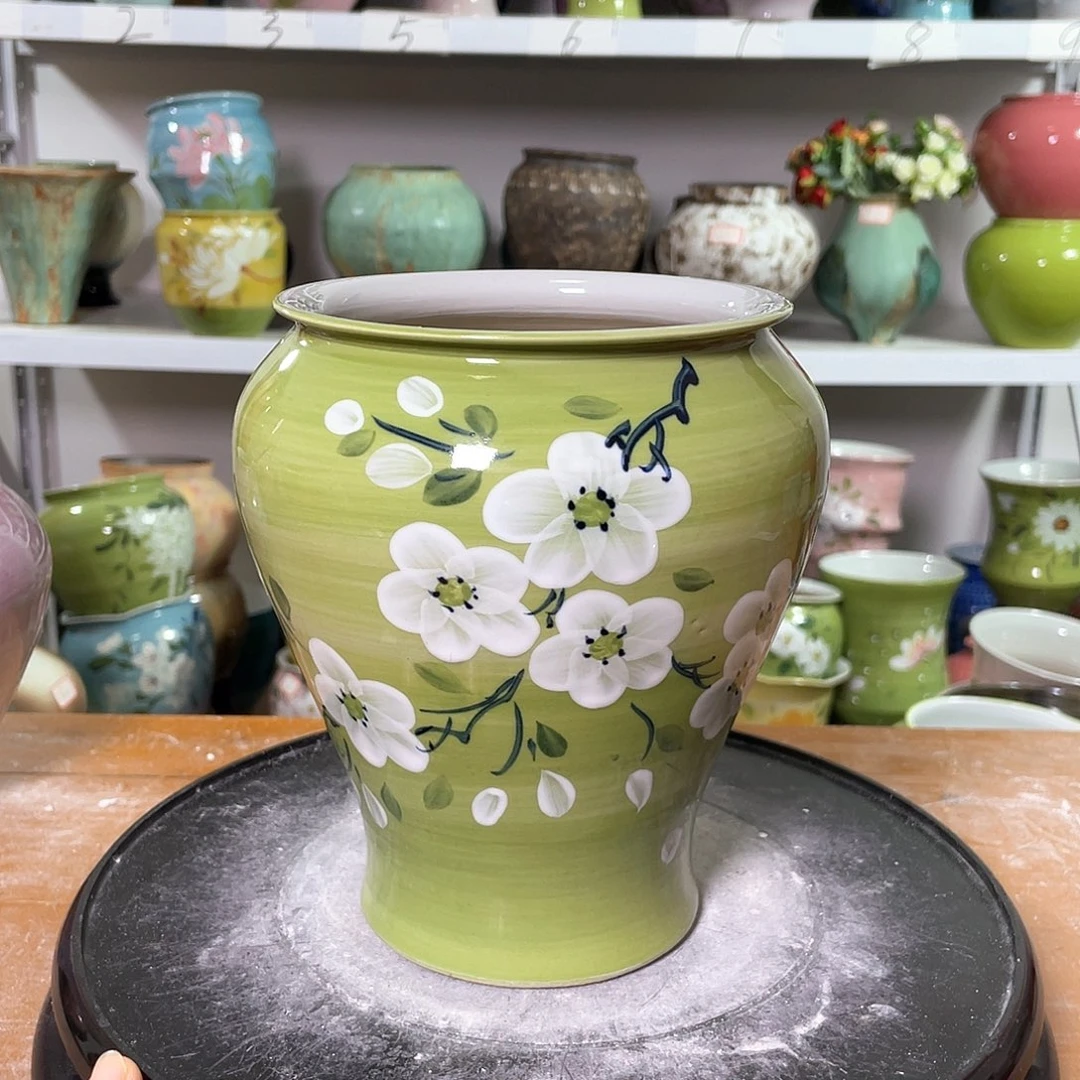 景德镇陶瓷花盆微瑕口13高19.5