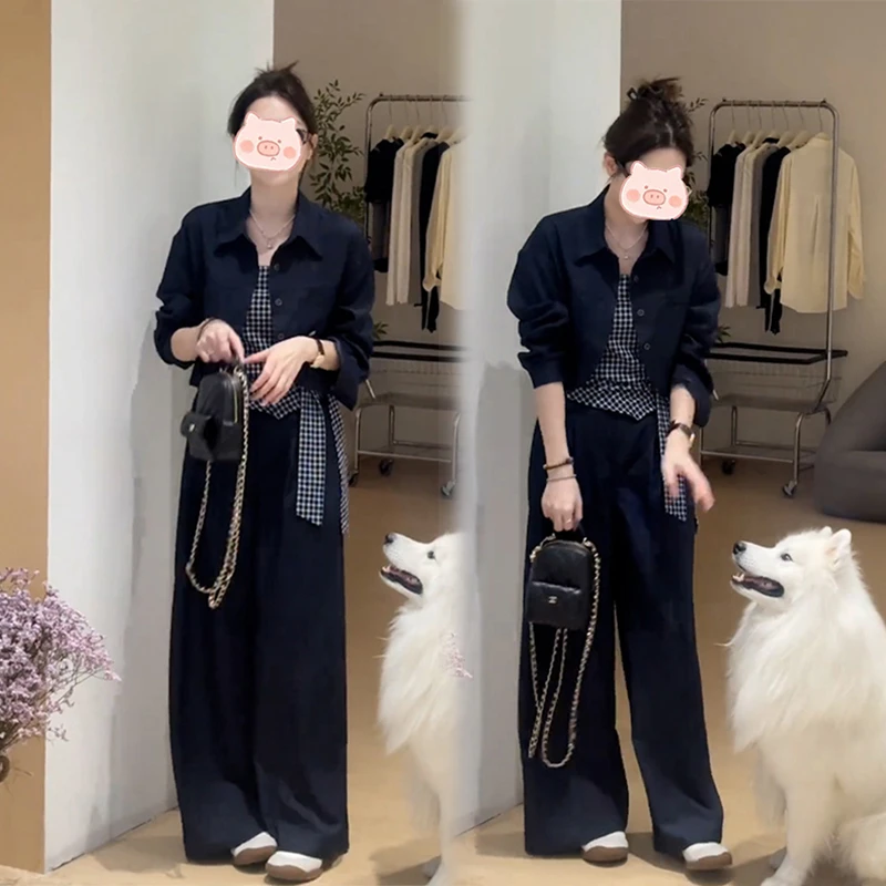 韩系气质一整套ootd穿搭2025早秋新款修身显瘦百搭时尚套装三件套