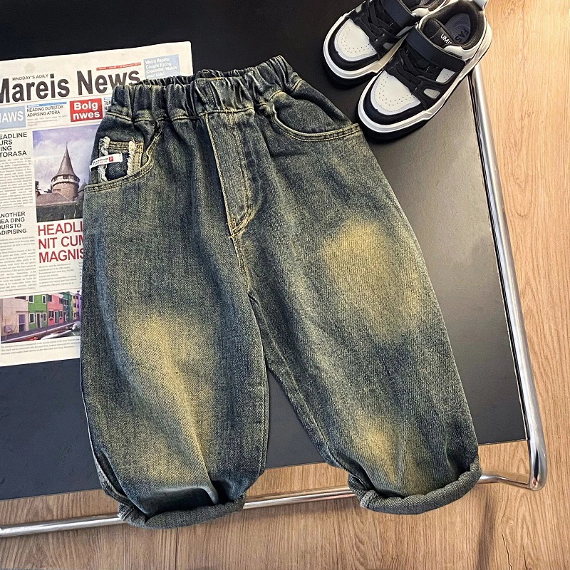 2025新款男童裤子中大童春秋款大童儿童秋季男孩休闲牛仔裤洋气秋