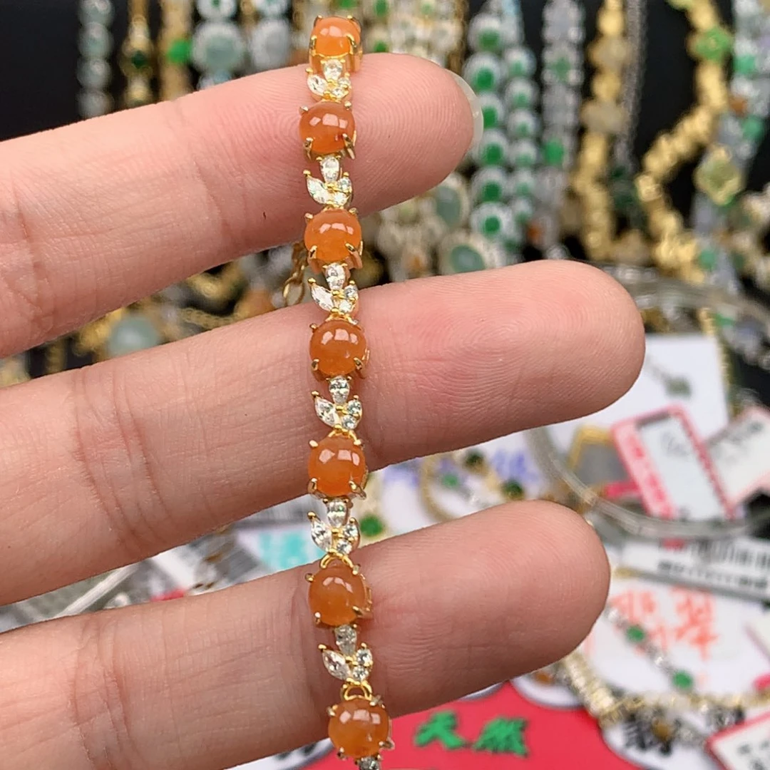 翡翠戒指银S925镶嵌天然翡翠手链
