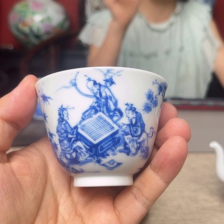 杯子青花瑶台奕纹杯子