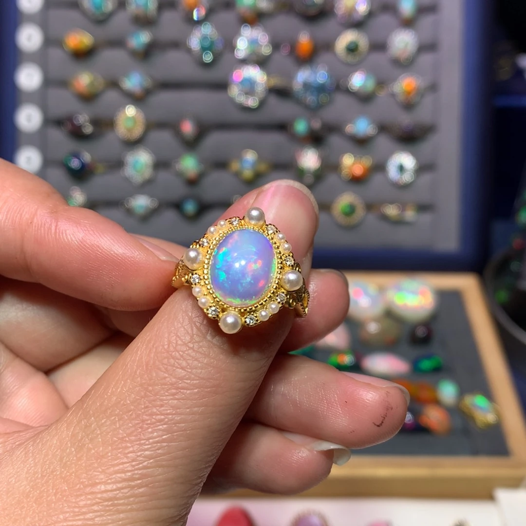 欧泊戒指款式银S925镶嵌爱****瓜