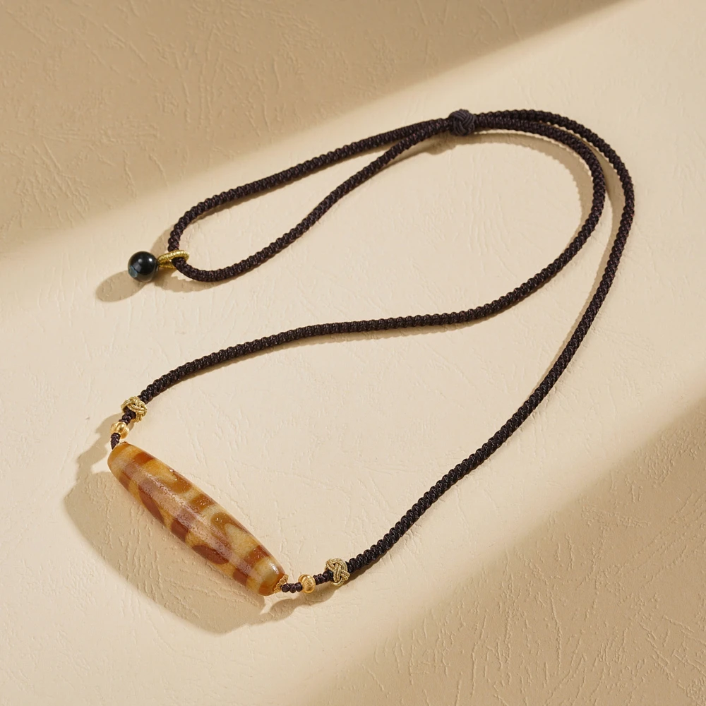 云丹拉姆MH丨18K金沁牙黄天珠锁骨链多样性发其一13*57