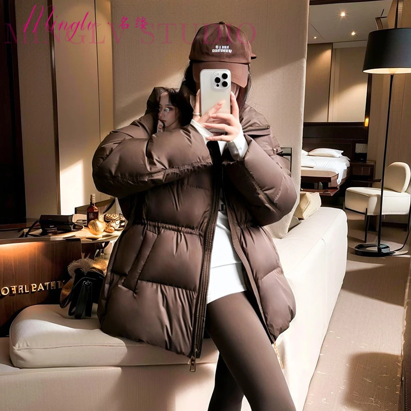 2025年冬季日常加厚保暖蓬松感羽绒服外套连帽拉链高品质羽绒服女