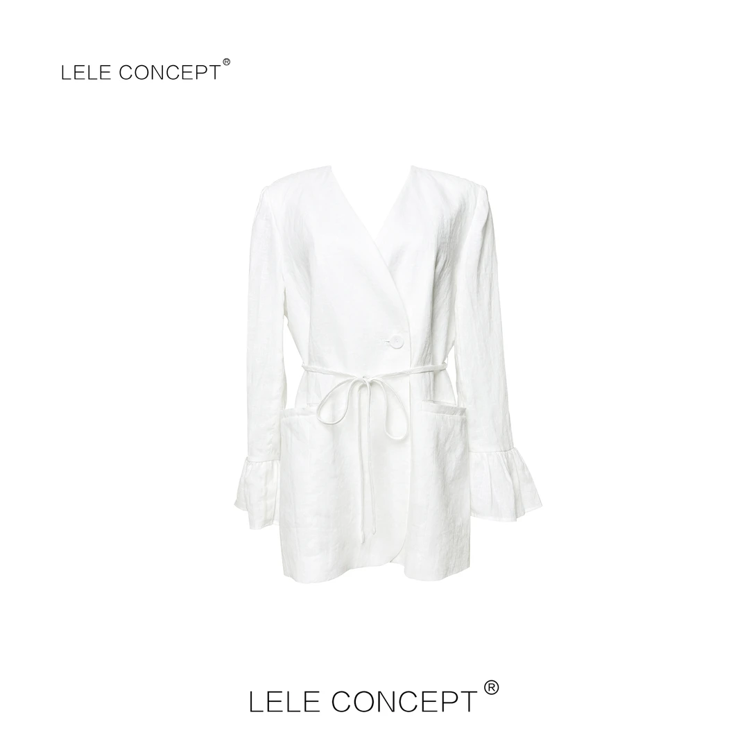 LELE CONCEPT丨【如一】法式轻奢优雅气质款无领菲袖麻西服Y0613