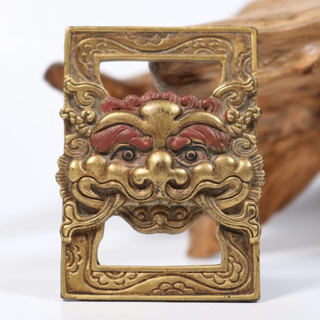 铜鎏金罕见经书扣