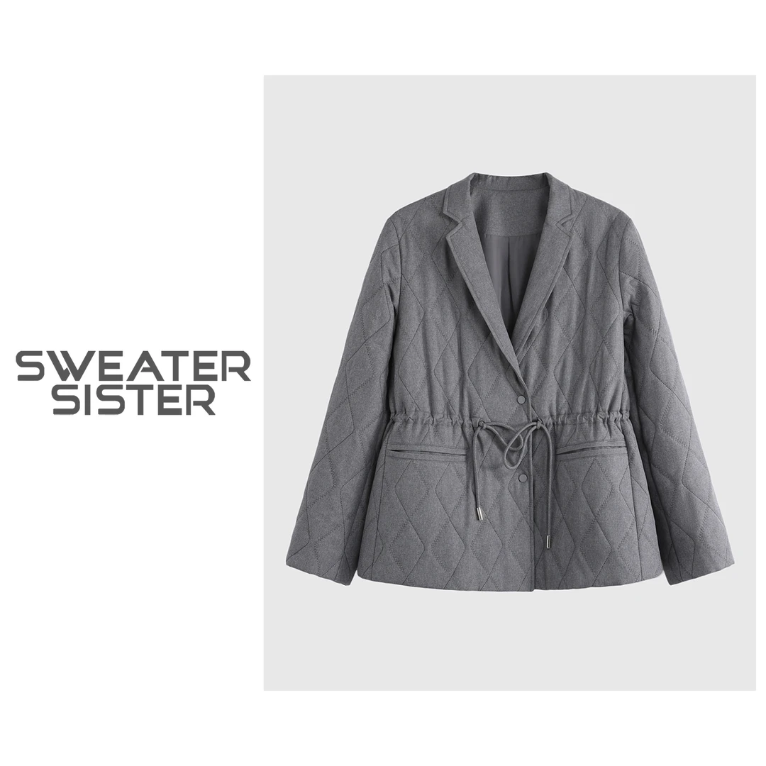 收腰显瘦高级感净版棉服新款菱格夹棉外套女515-02716