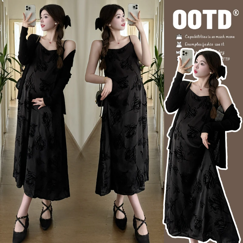 孕妇连衣裙宽松气质显瘦2025新款春季中式复古性感吊带长裙春夏季