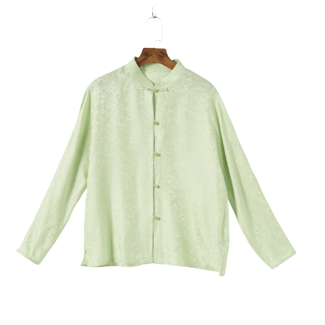 【青萝】桑蚕丝新中式国潮清冷感气质别致百搭开衫上衣女2412932