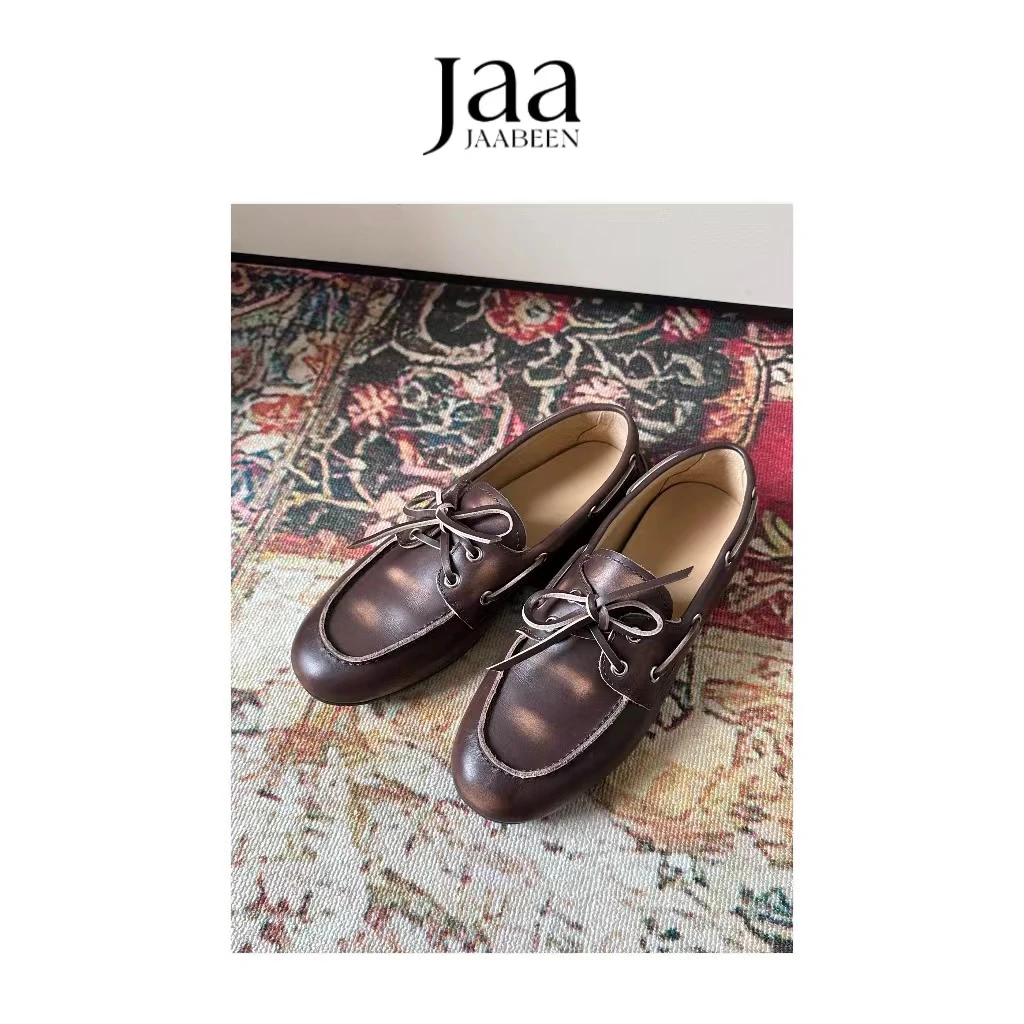 『JAABEEN』复古乐福鞋英伦绑带小众做旧小皮鞋通勤单鞋 25DX047