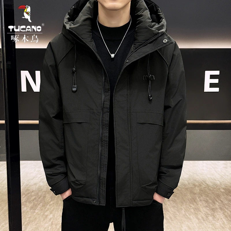 TUCANO/啄木鳥男士羽绒服25新款啄木鸟男装羽绒保暖连帽拼接外套