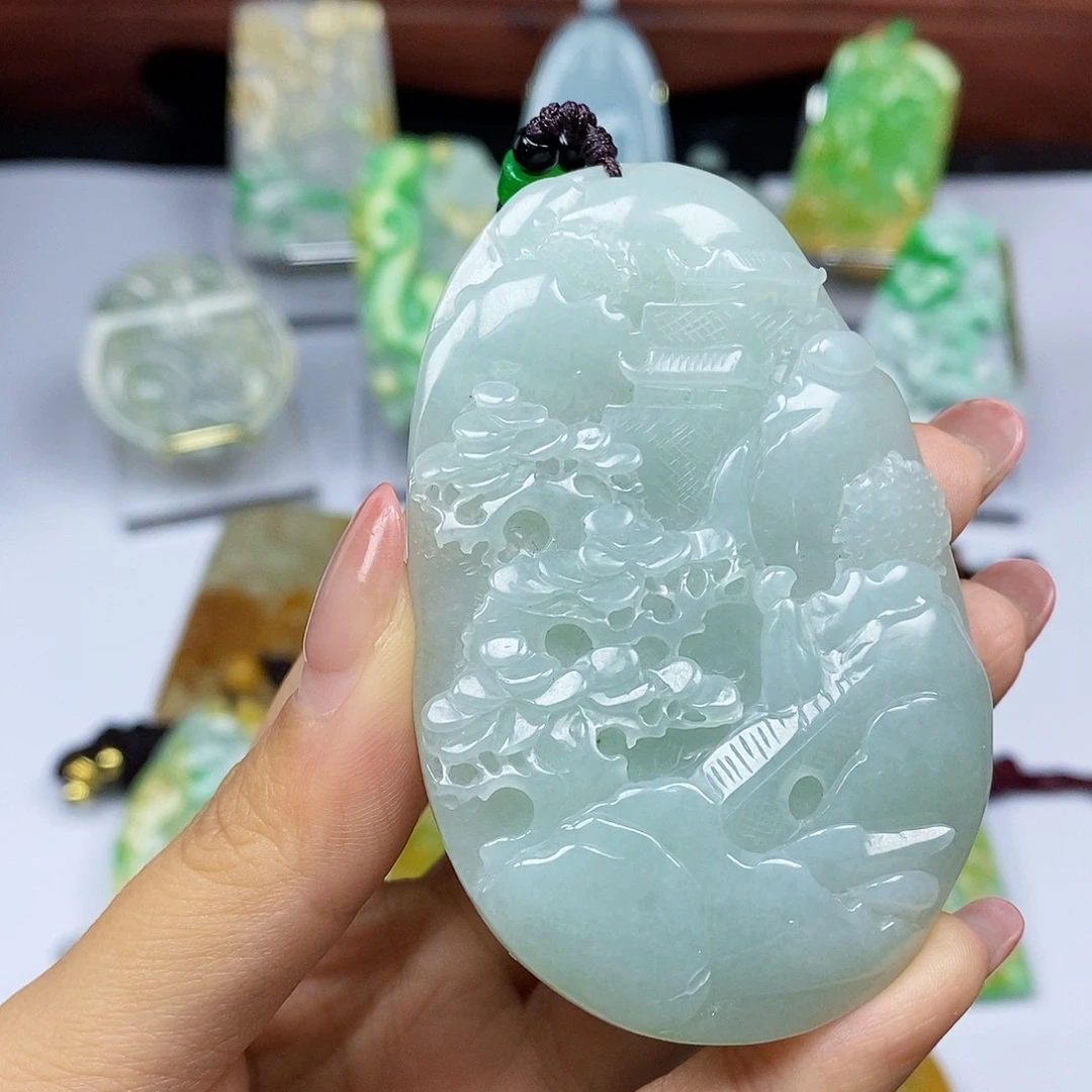 颈饰未镶嵌翡翠快***饼天然翡翠A货