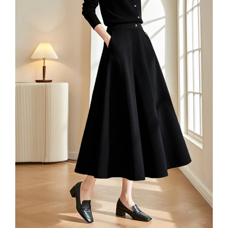 【断码清仓】2025半裙A字毛呢半身裙25070702