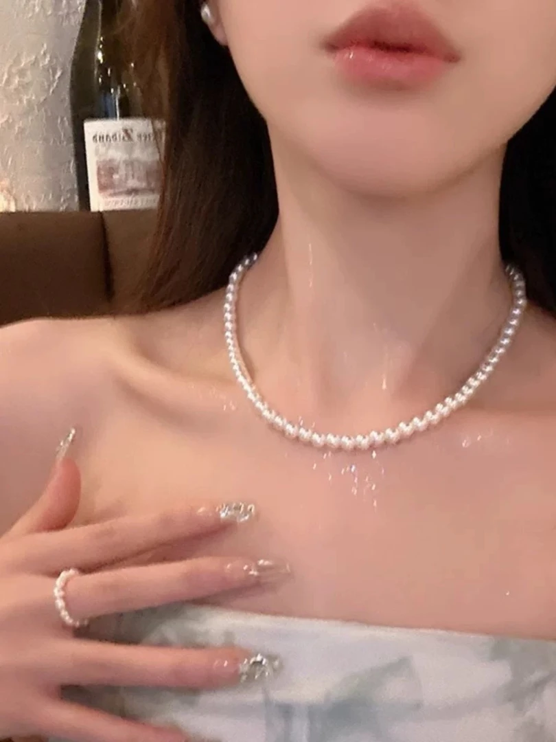 铜合金项链 项链经典高端大气高级款8mm妈妈白色时尚百搭