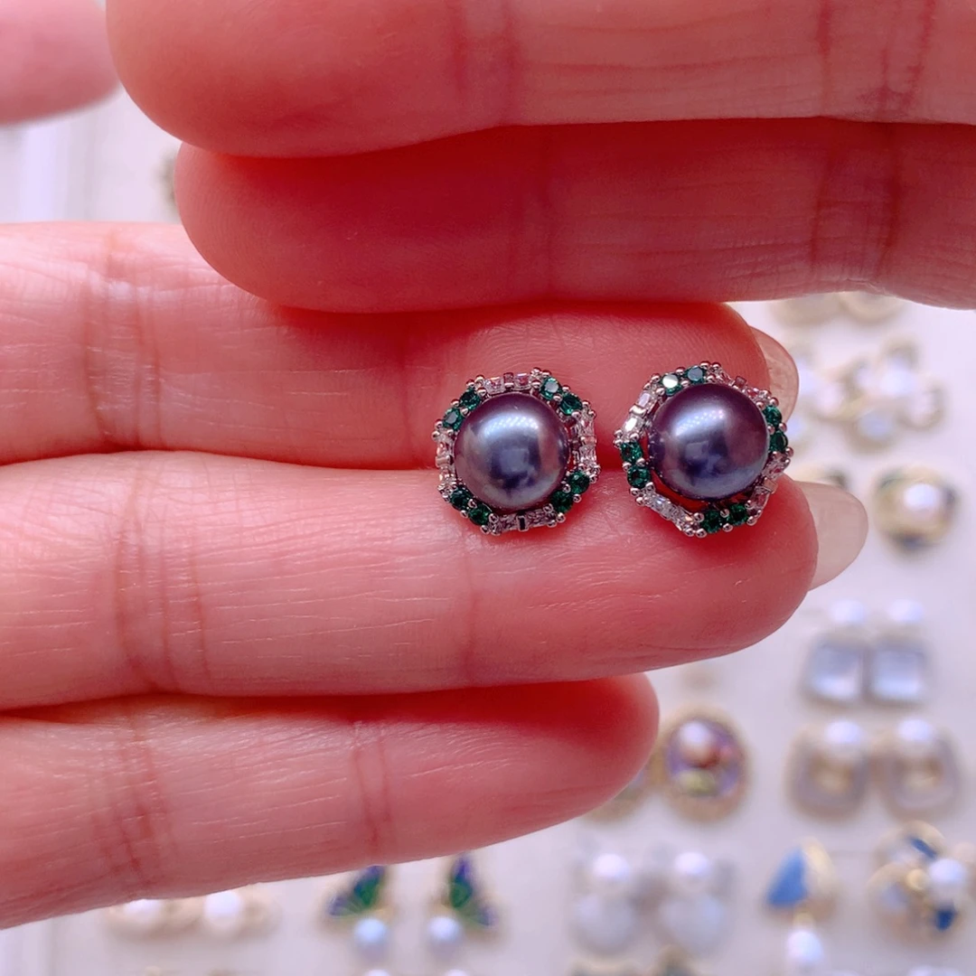 合金淡水珍珠耳饰