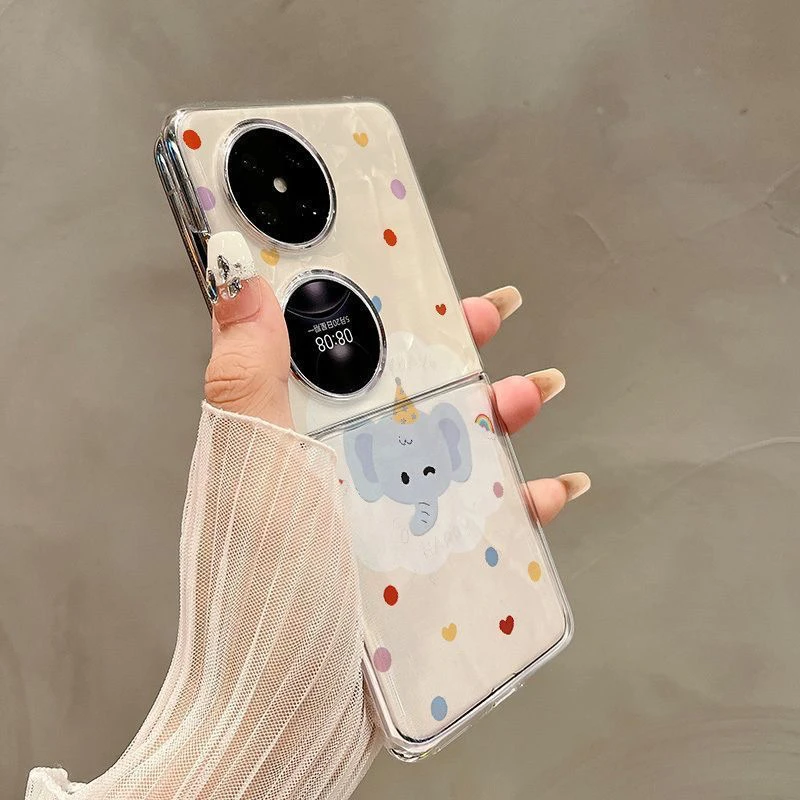 25新款适用于可爱小象透明卡通手机壳折叠屏华为小米vivo荣耀三星