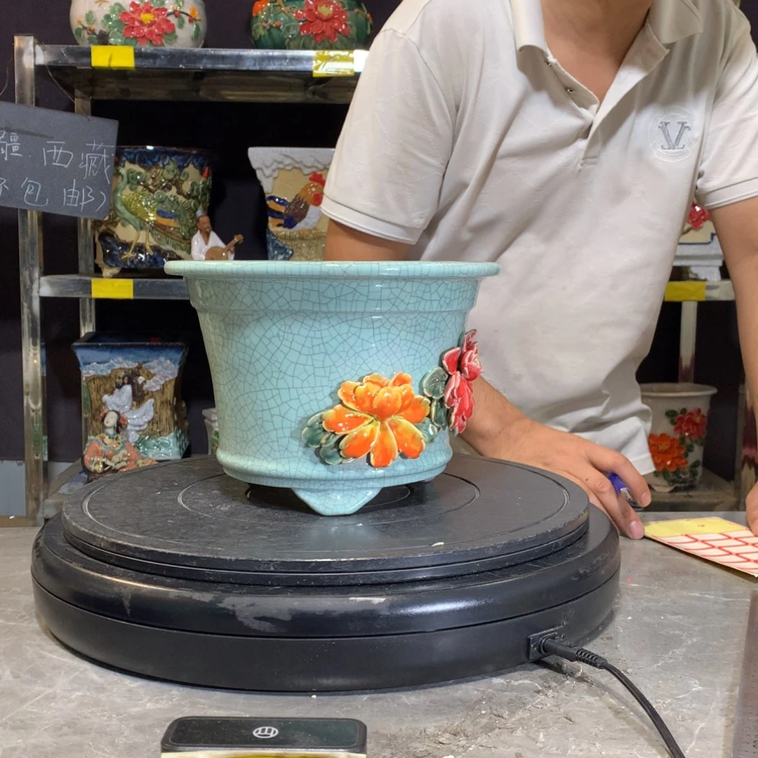园***木瑕疵石湾盆石湾盆