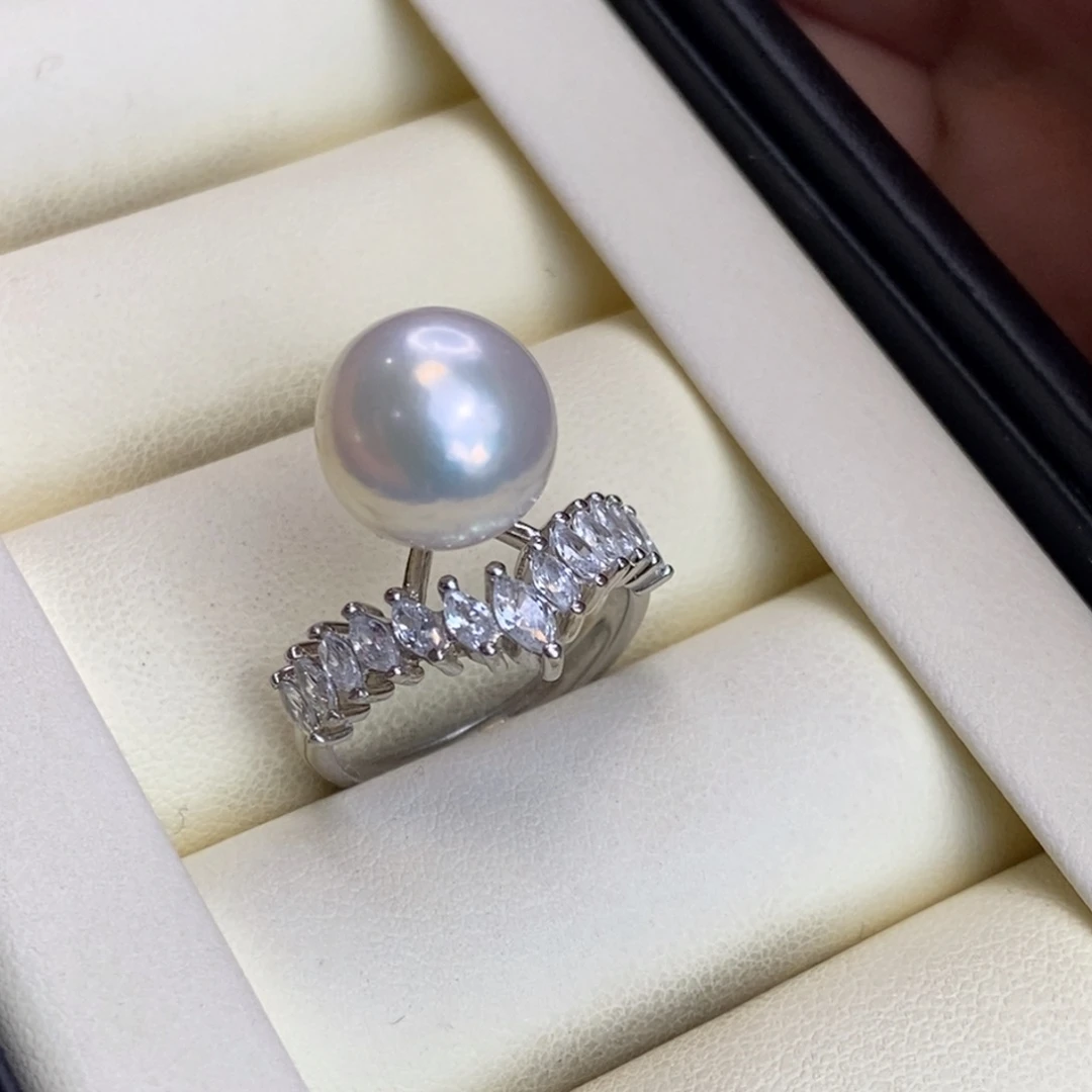 戒指淡水珍珠银S925镶嵌特价微瑕