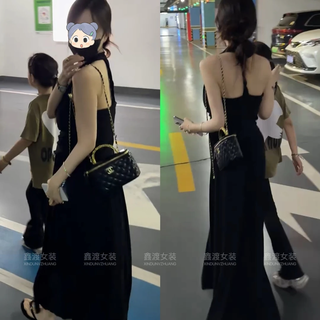 2025春夏新款时尚显瘦气质女士网红洋气连衣裙百搭款D5217