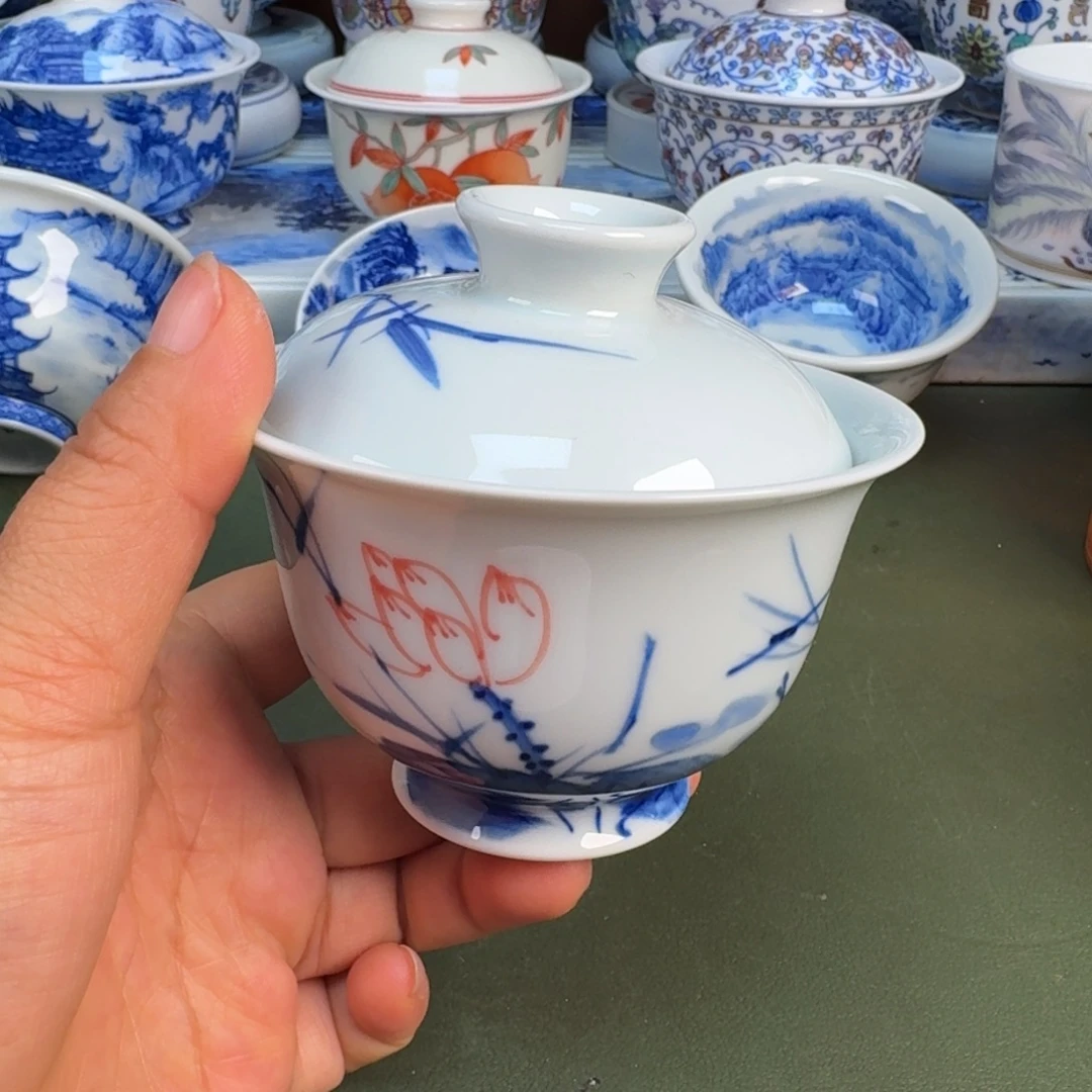 瓷景德镇纯手绘茶具圆圆244