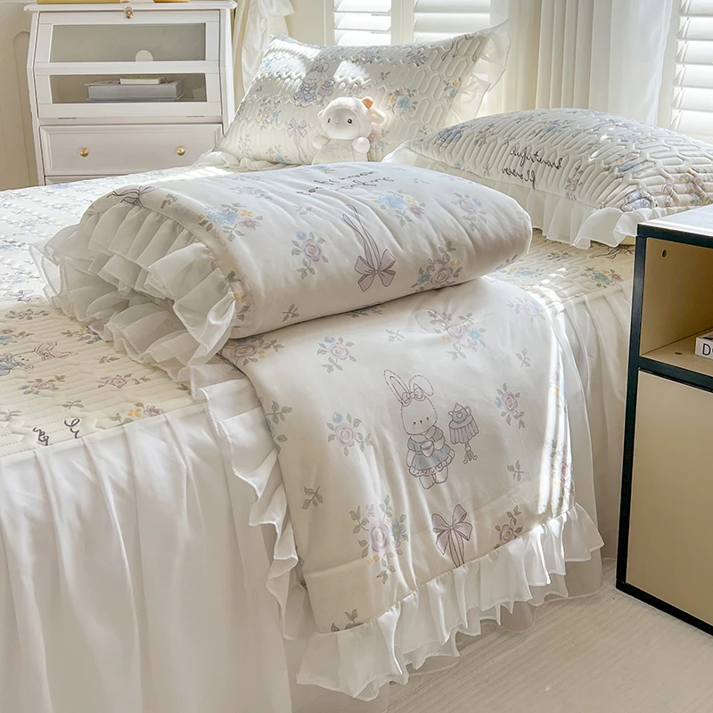 夏季冰丝乳胶凉席四件套三件套夏凉被床裙款空调被可机洗新款