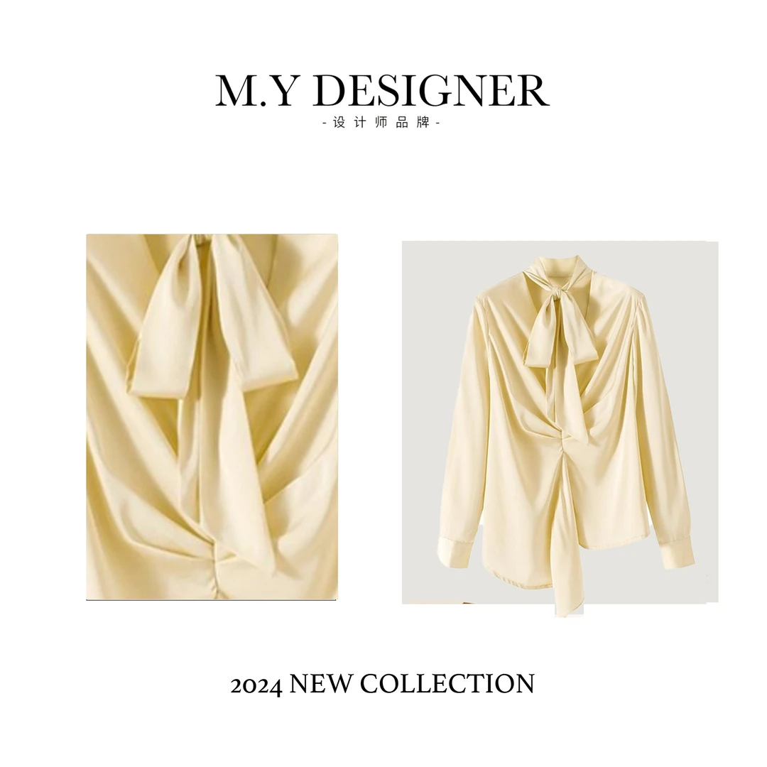 M.Y媛总 新款女轻奢新中式时尚打底衬衫蕾丝气质衬衣长袖D899