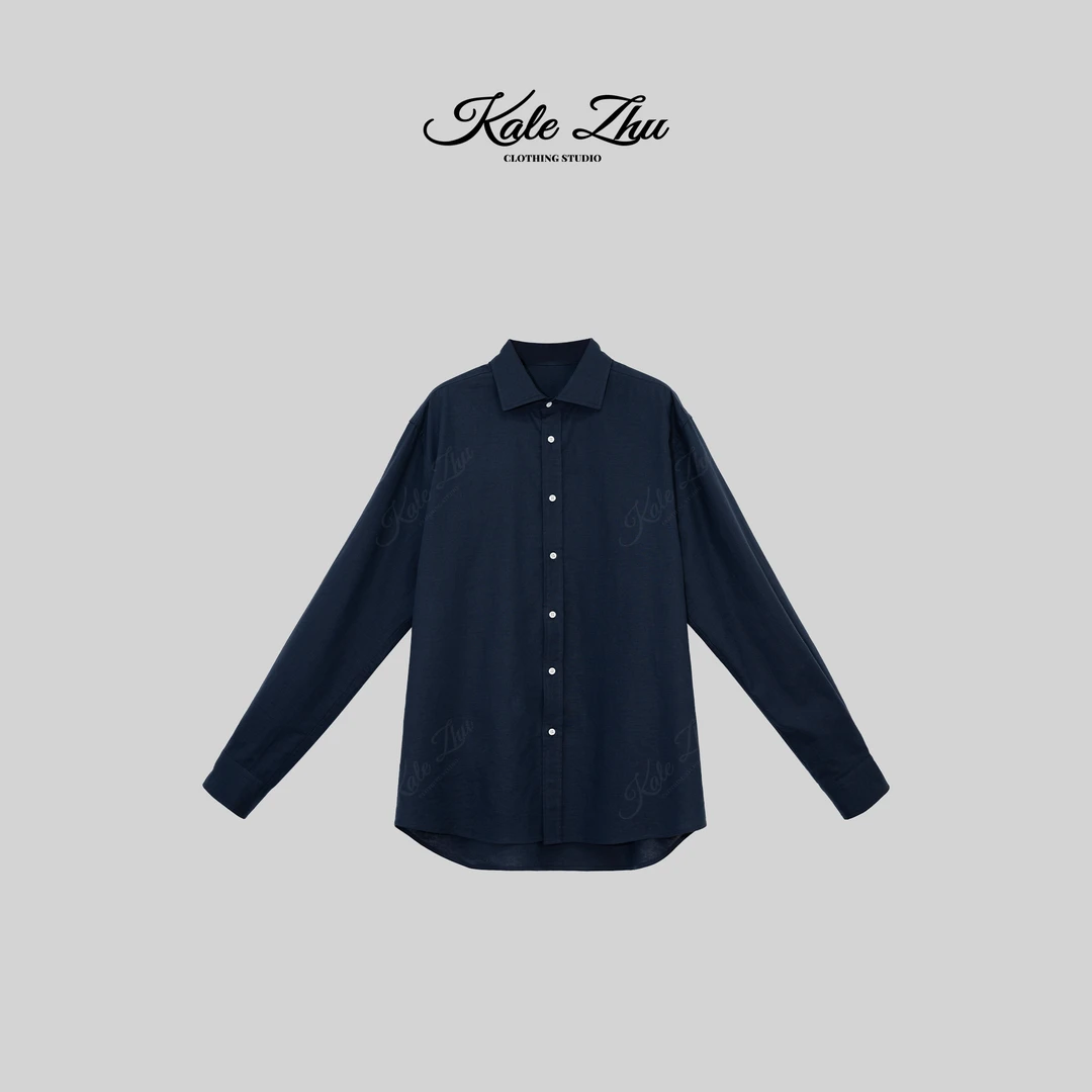 【KALE ZHU】“立挺领”分衩式过肩亚麻衬衣 KZZA4S009