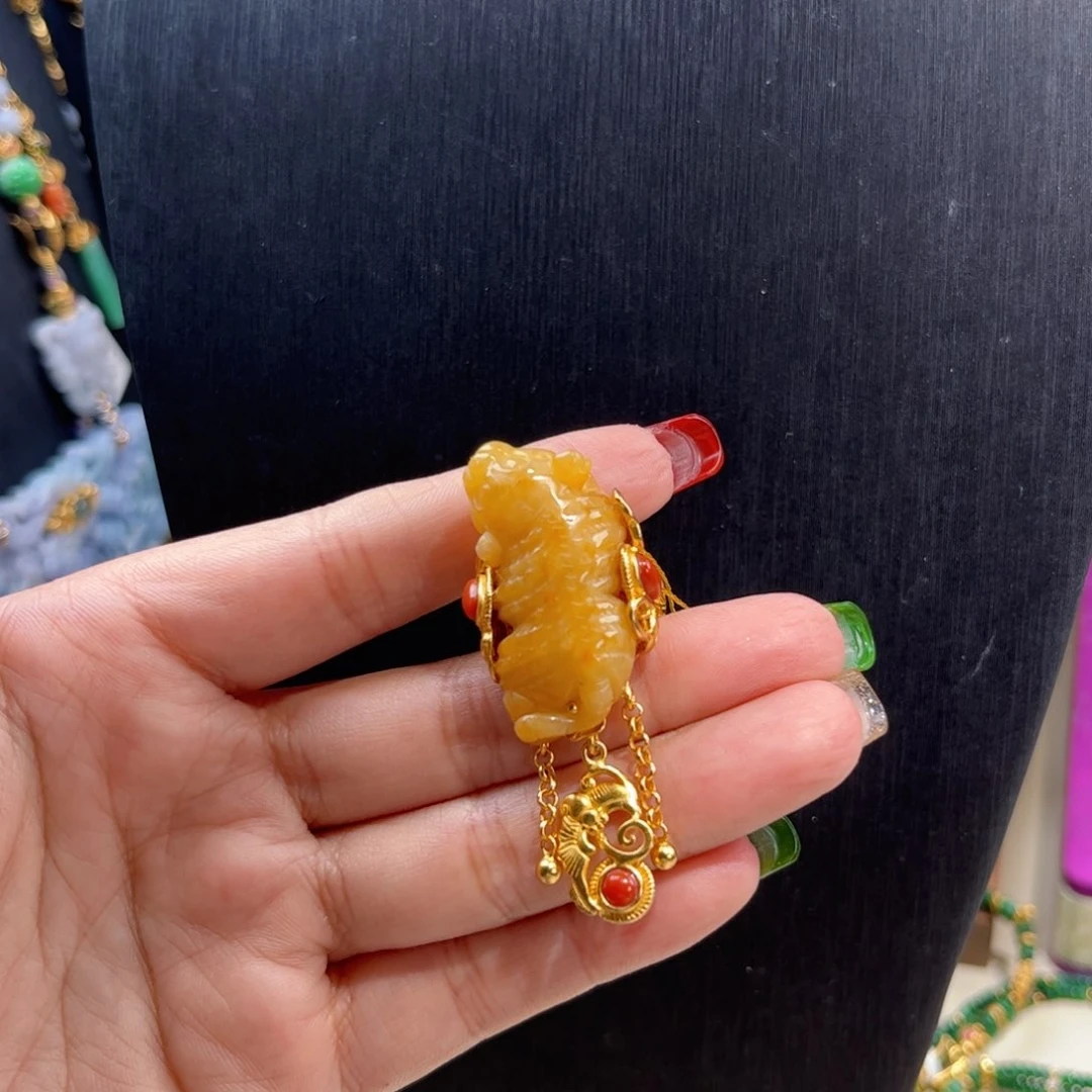 【闪购商品】翡翠戒指银S925镀金镶嵌，