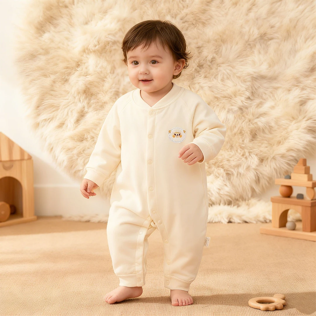 【萌】婴儿连体衣40克棉服春秋冬夹棉薄棉连体衣新生儿保暖哈衣爬服