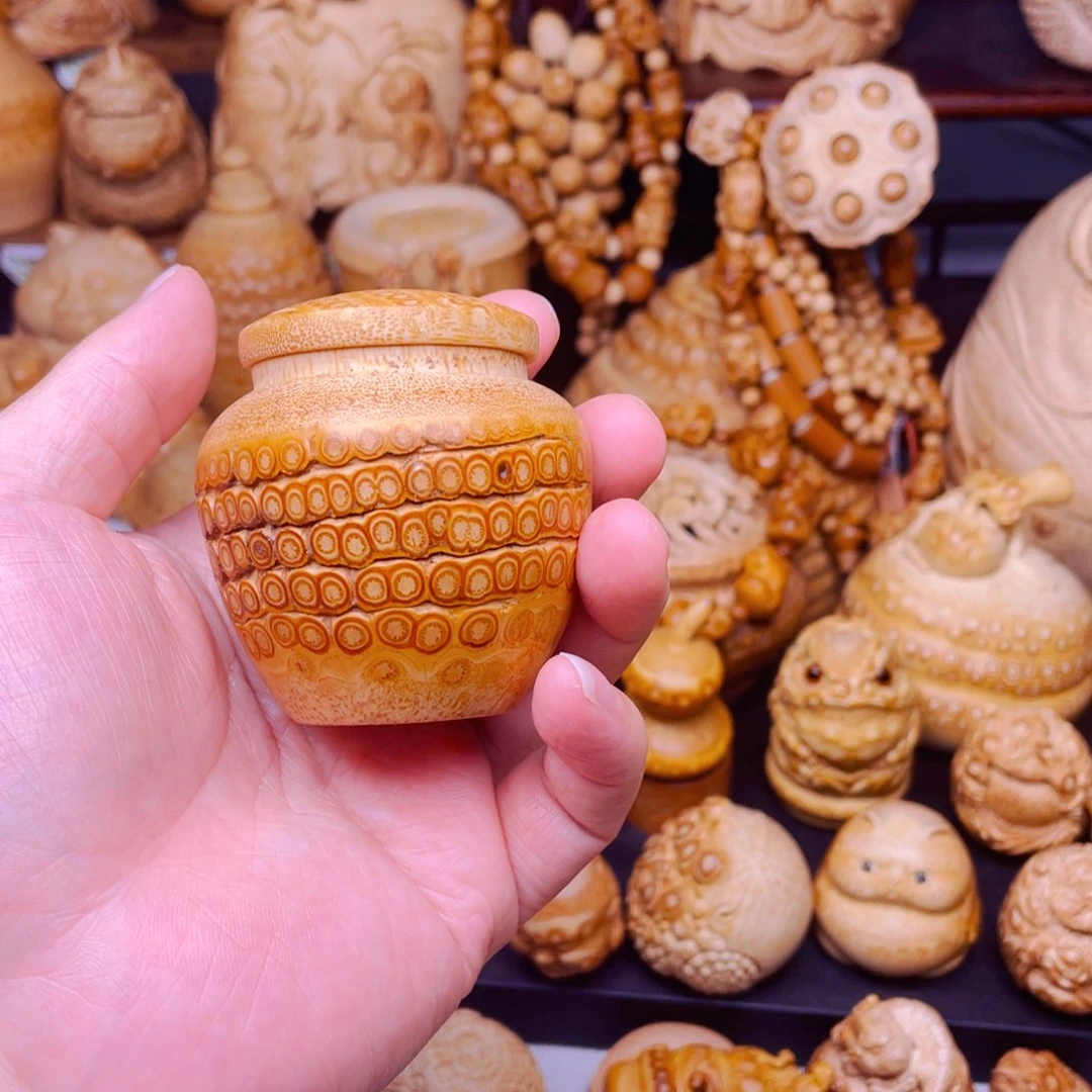 竹竹根雕茶仓把玩件