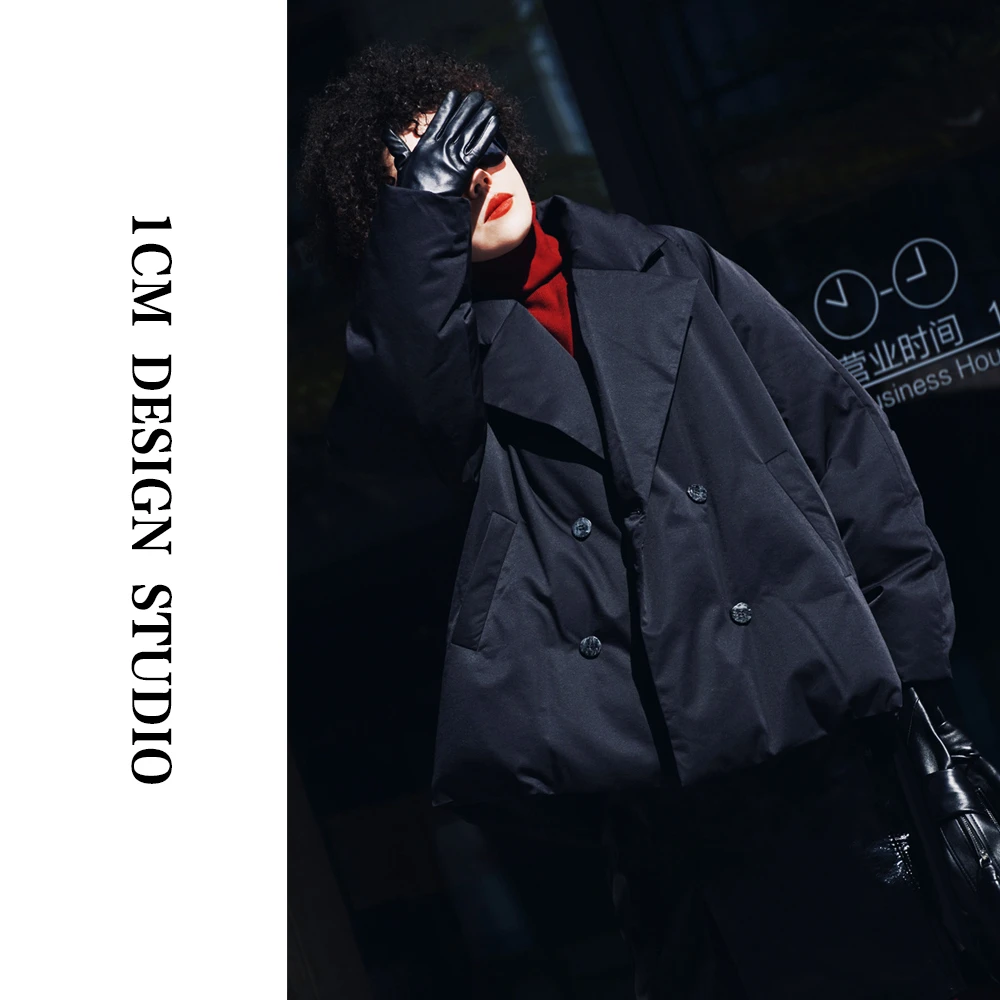 【奕之品牌精选】原创设计师品牌2024冬季新款简约西装领宽松鹅绒服