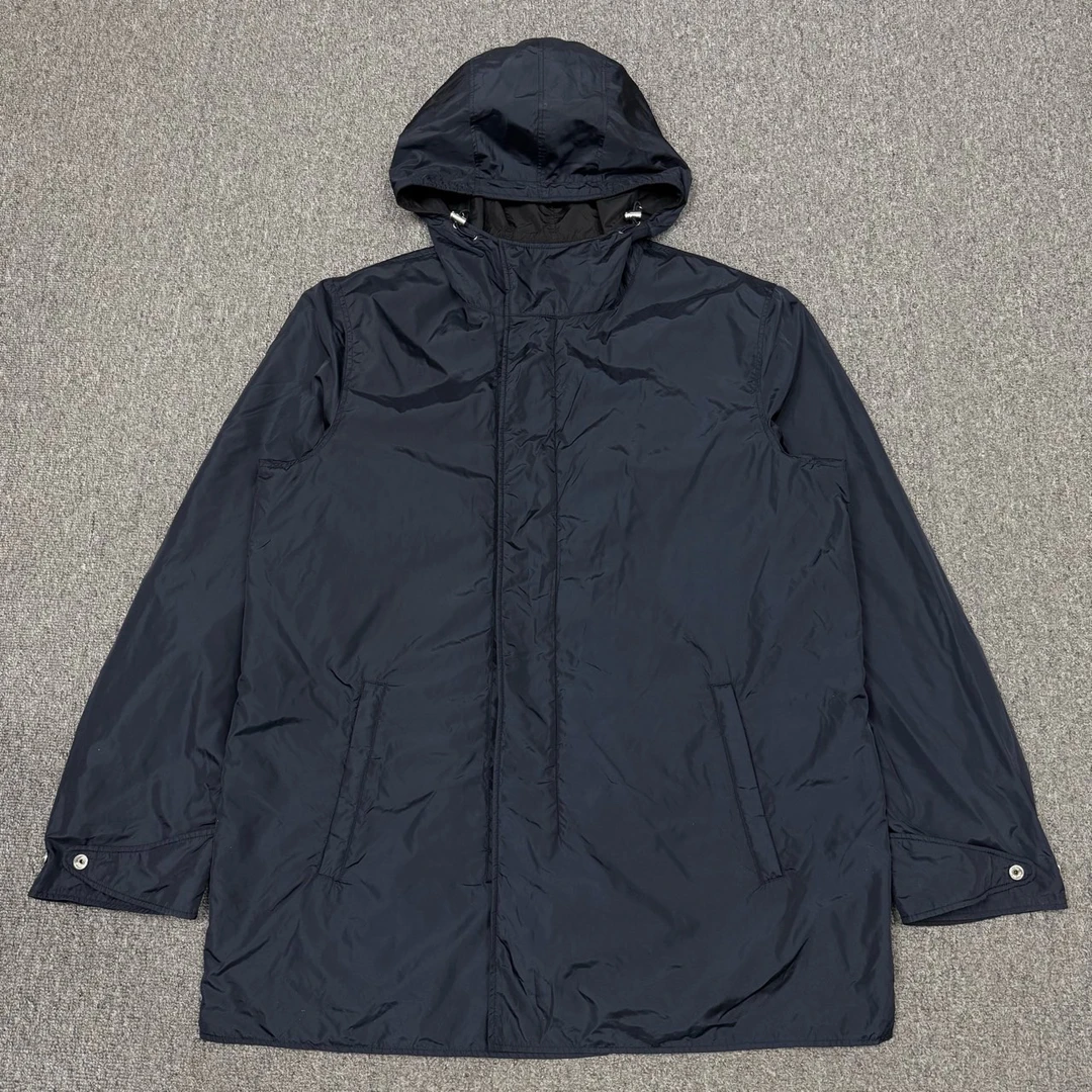 95新 Prada/普拉达 12812461 黑色双面穿尼龙冲锋衣外套 54码