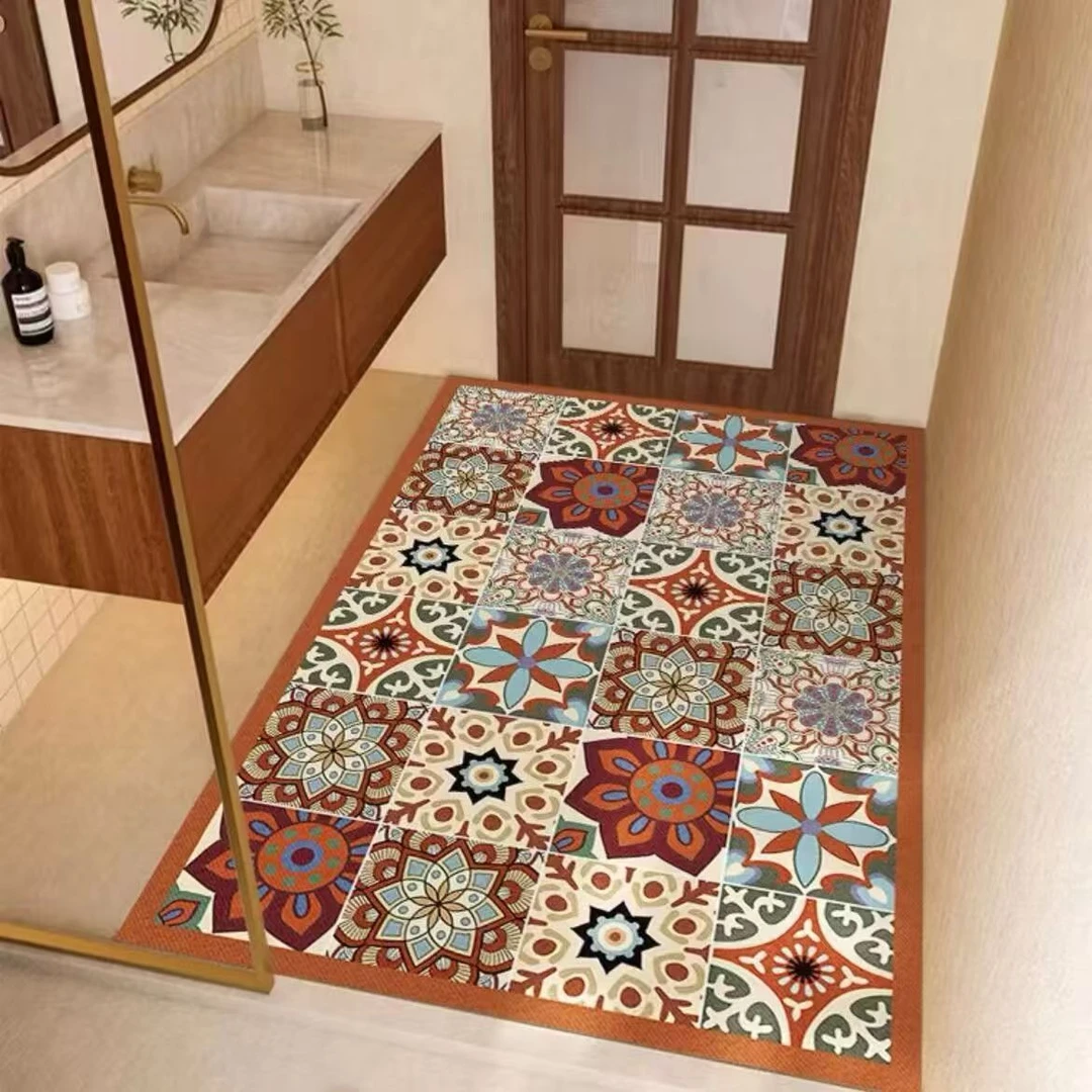 L391-【80*120】硅藻泥入户门里门外垫喜庆玄关防滑免洗地毯地垫