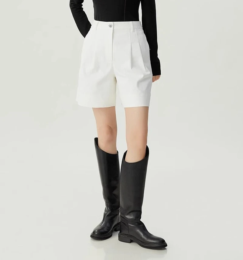 【商场同款】新款简约气质百搭减龄款式高腰直筒裤休闲短裤1100509