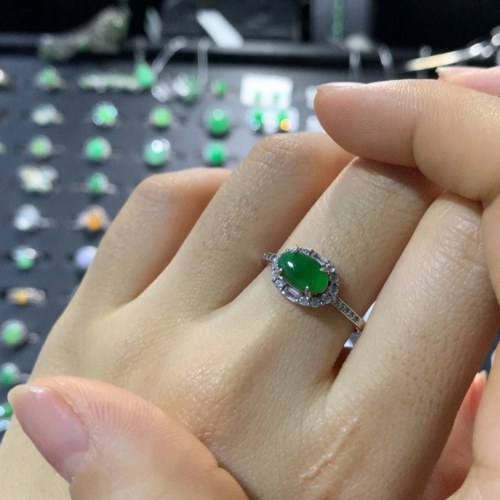 翡翠银S925镶嵌戒指