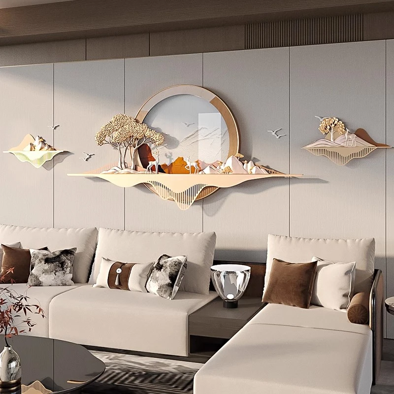 RELIFE/福雕家饰(云境)3D立体铁艺浮雕带灯沙发背景壁式装饰画