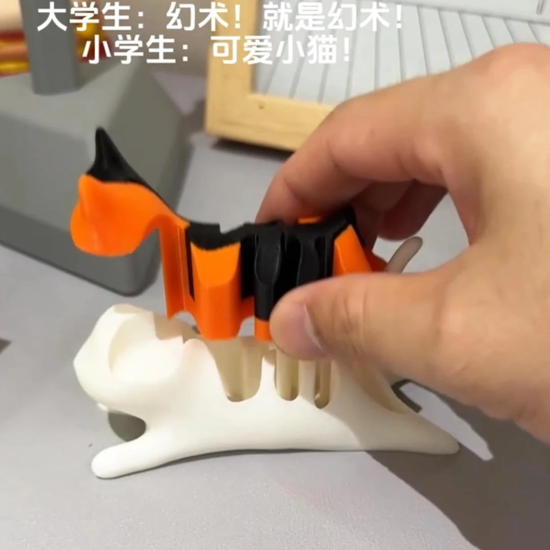 3d打印三花猫摆件三色拼接套小花猫创意桌面装饰堆堆猫解压玩具
