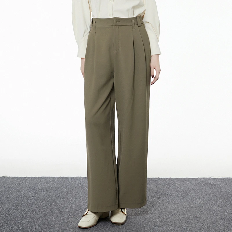 K058高腰长裤阔腿遮胯宽裤子休闲裤女2025春51XL0P0058