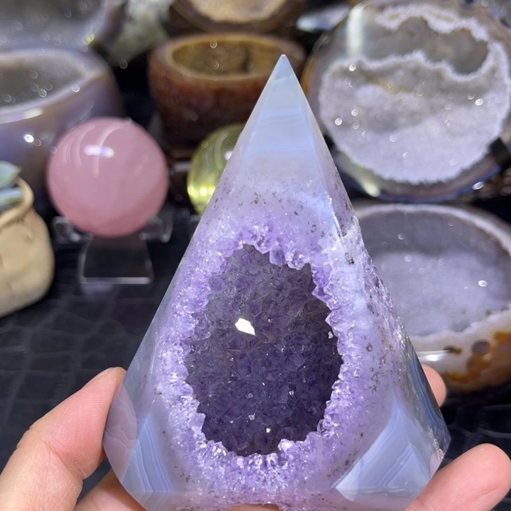 未镶嵌珠宝半成品水晶路路通紫晶塔