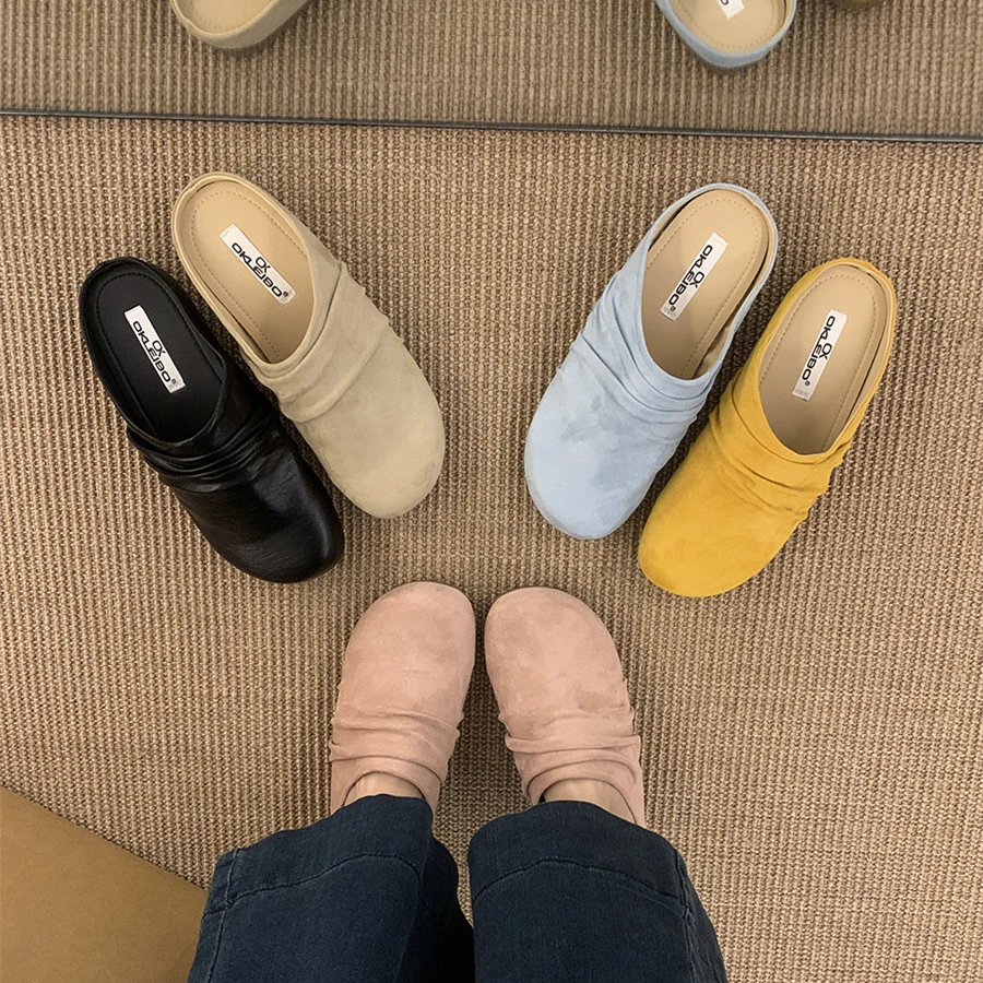 厚底勃肯鞋女2025年夏季新款外穿复古博肯单鞋森系穆勒包头半拖鞋