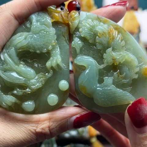 岫玉手把未镶嵌挂件