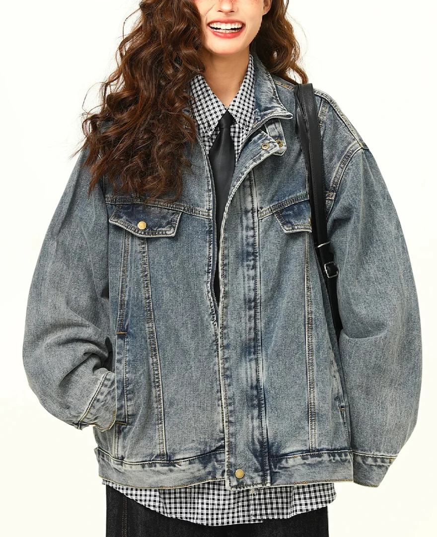 潮流百搭推荐001~050春秋新款2025网红复古宽松牛仔外套