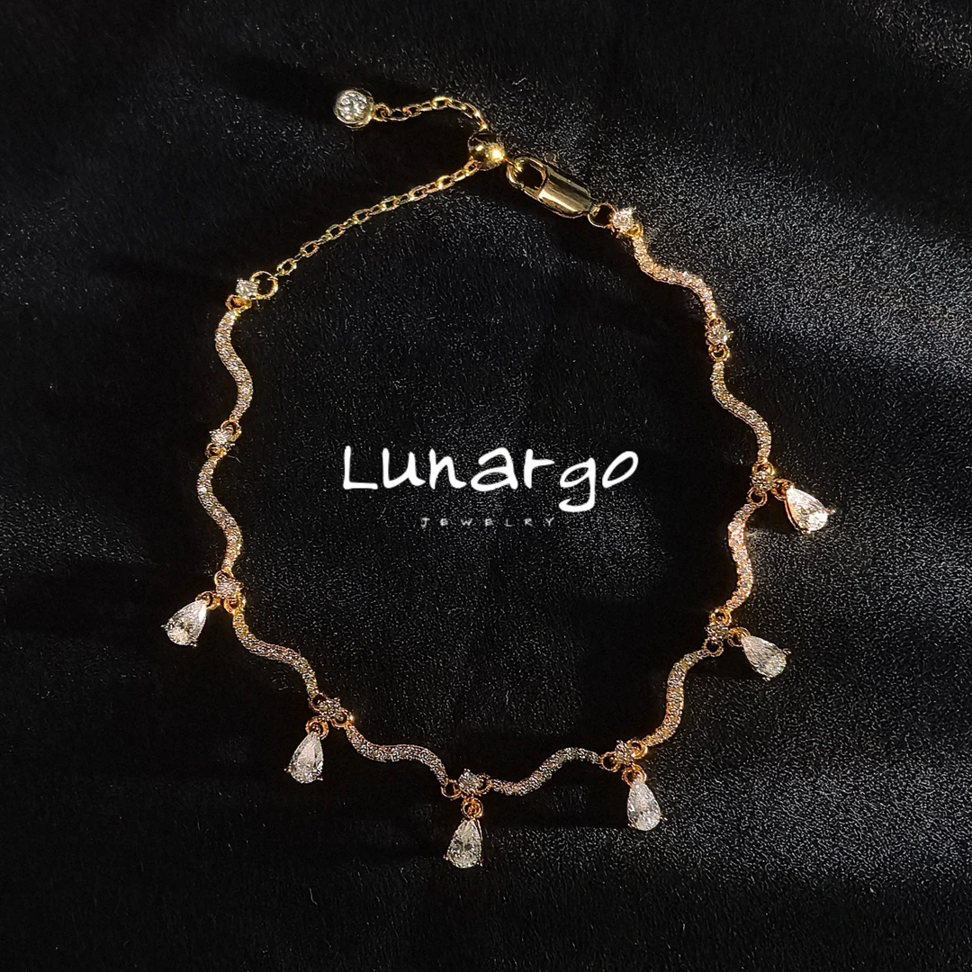 925银合成锆石手链 Lunargo澜歌波纹闪钻手链优雅气质精致高级感
