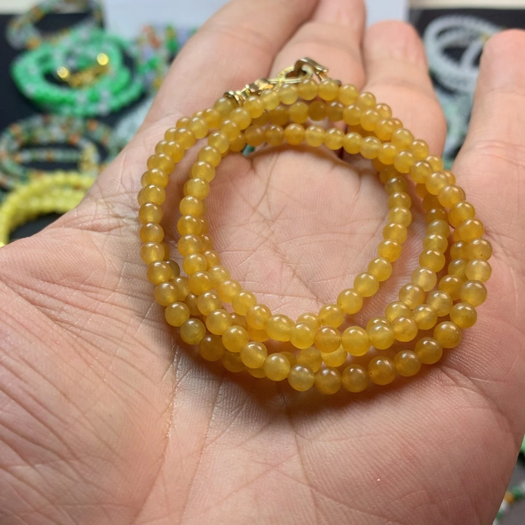 定制翡翠未镶嵌卡4冰黄长串