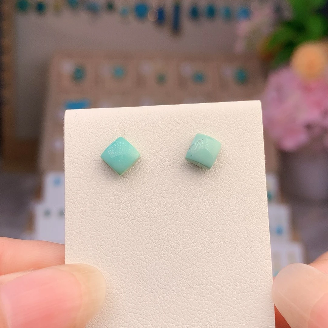 银S925镶嵌绿松石耳饰