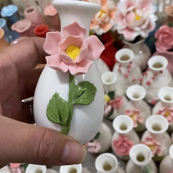 瓷片纯手工陶瓷花摆件瑕